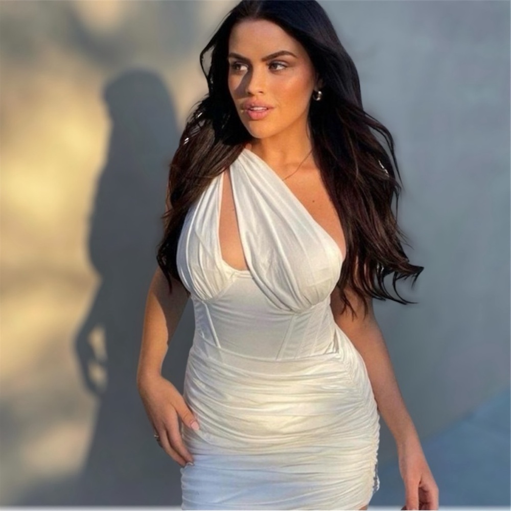 House of CB 'Clementine' White Cut Out Mini Dress -L *95